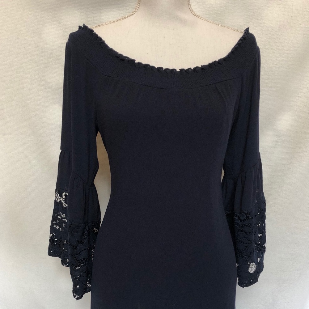 Navy Lace Up Dress! - Picture 2 of 8